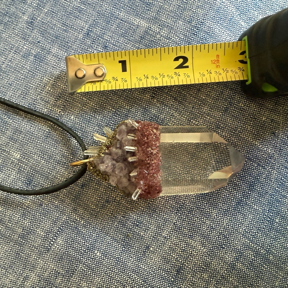 Handcrafted huge Clear Quartz, Amethyst & Pyrite Necklace and/or Pendulum